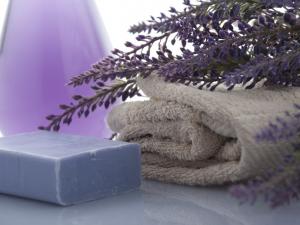 lavender soap and towel closeup
